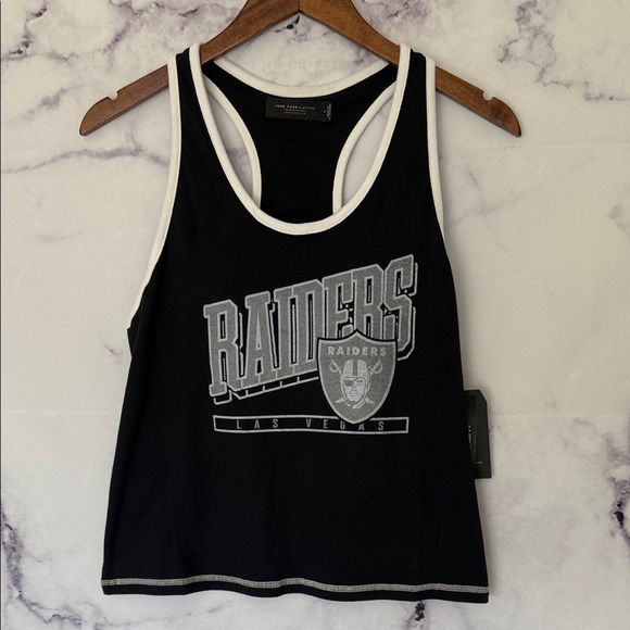 JUNK FOOD CLOTHING Las Vegas Raiders NFL Tank Top Black White Women’s Size Large - Picture 2 of 10